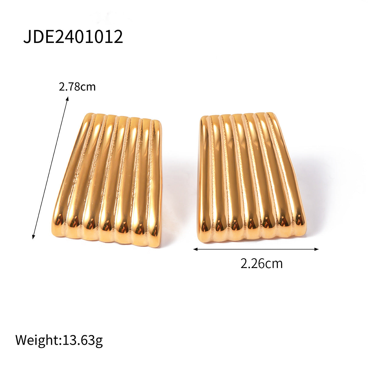 Stainless Steel Striated Ladder Hoop Earrings