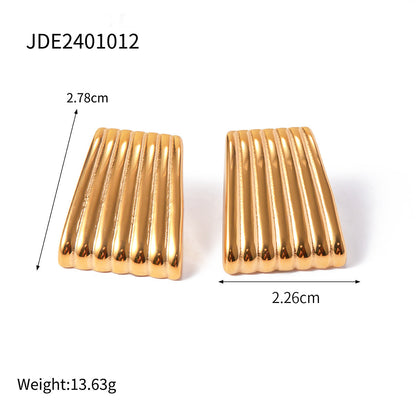 Stainless Steel Striated Ladder Hoop Earrings