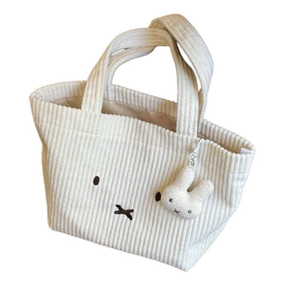 Cute Corduroy Bunny Tote Bag Stylish and Versatile for Daily Use