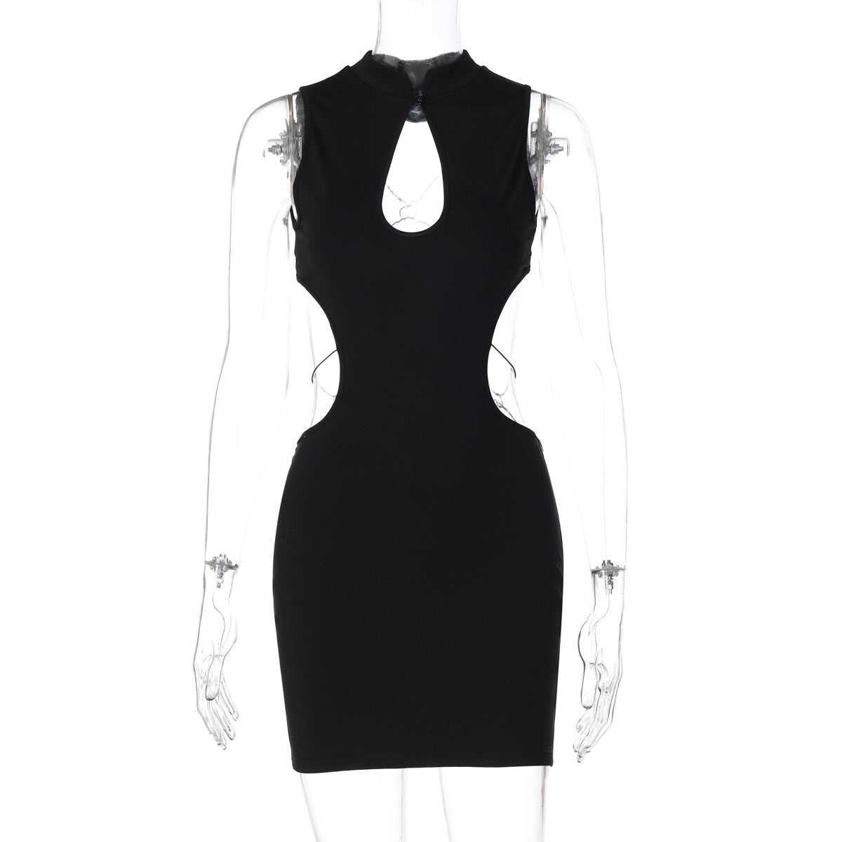 Sexy Backless Cut-Out Dress With Butterfly Metal Accents