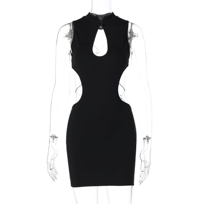 Sexy Backless Cut-Out Dress With Butterfly Metal Accents