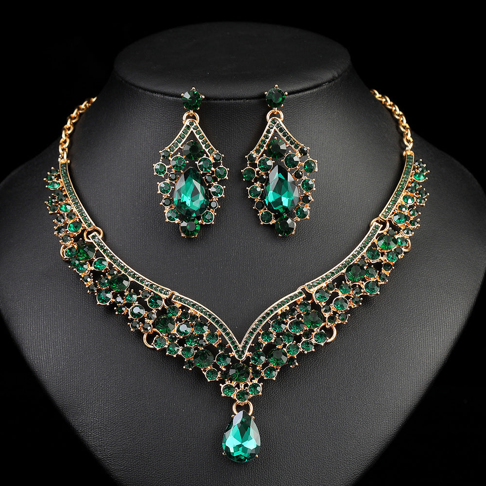 Vintage Statement Necklace Set Luxurious Crystal Jewelry for Evening Wear