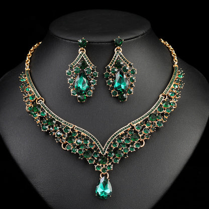 Vintage Statement Necklace Set Luxurious Crystal Jewelry for Evening Wear