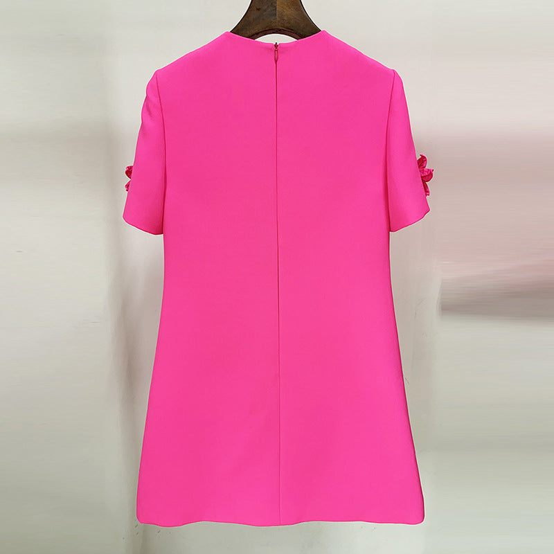 Floral Short Sleeve Dress Cotton Blend Casual Style
