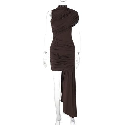 Fashionable Bodycon Sleeveless Dress with Ruched Design