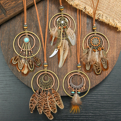 Bohemian Tassel Natural Feather Necklace Ethnic Vintage Jewelry