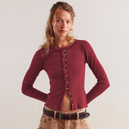 Fashionable Women's Button Cardigan in Solid Color