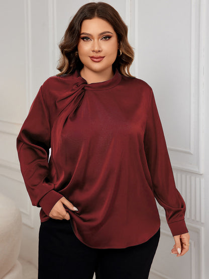Solid Color Loose Fit Long Sleeve Shirt for Women