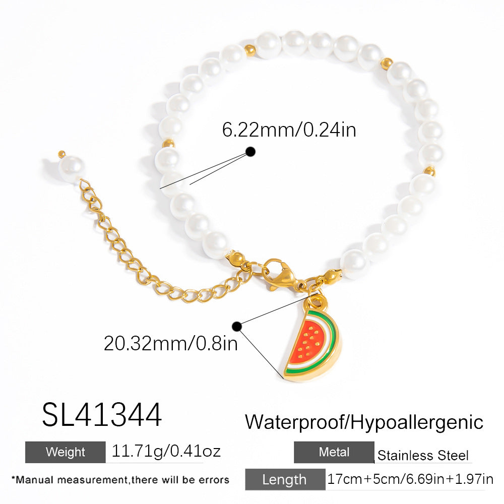 Charming Fruit Pendant Stainless Steel Bracelet Stylish Women's Jewelry