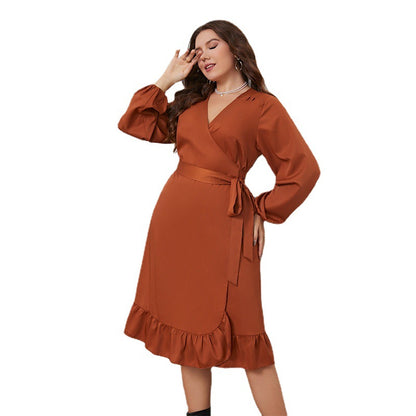 Casual Solid V-Neck Long Sleeve Maxi Dress