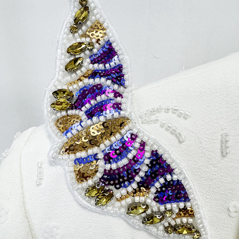 Butterfly Beaded Suit Set with Long Pants