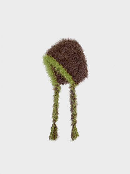 Winter Fuzzy Long Braided Ear Flaps Beanie Hat
