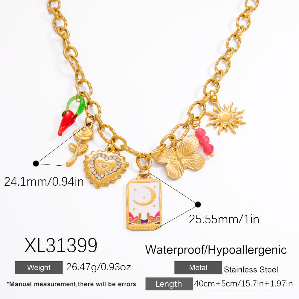 DIY Stainless Steel Heart Pendant Necklace with 18k Gold Plating