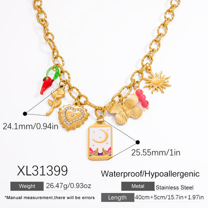 DIY Stainless Steel Heart Pendant Necklace with 18k Gold Plating