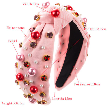 Trendy Pearl Beaded Headband Luxurious Fabric Twist Hair Accessory