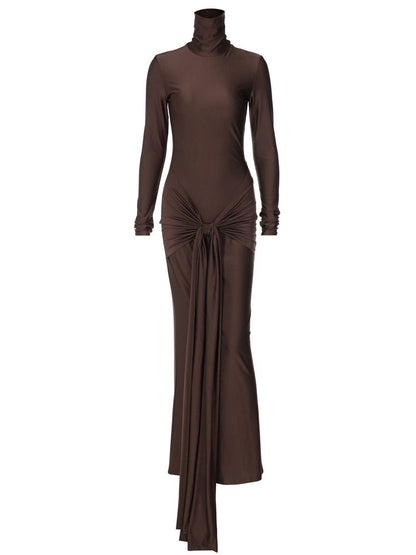 Elegant High Neck Long Sleeve Bodycon Dress