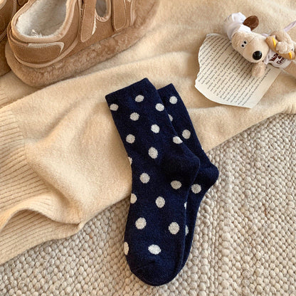 Color Block Thicken  Polka Dot Socks
