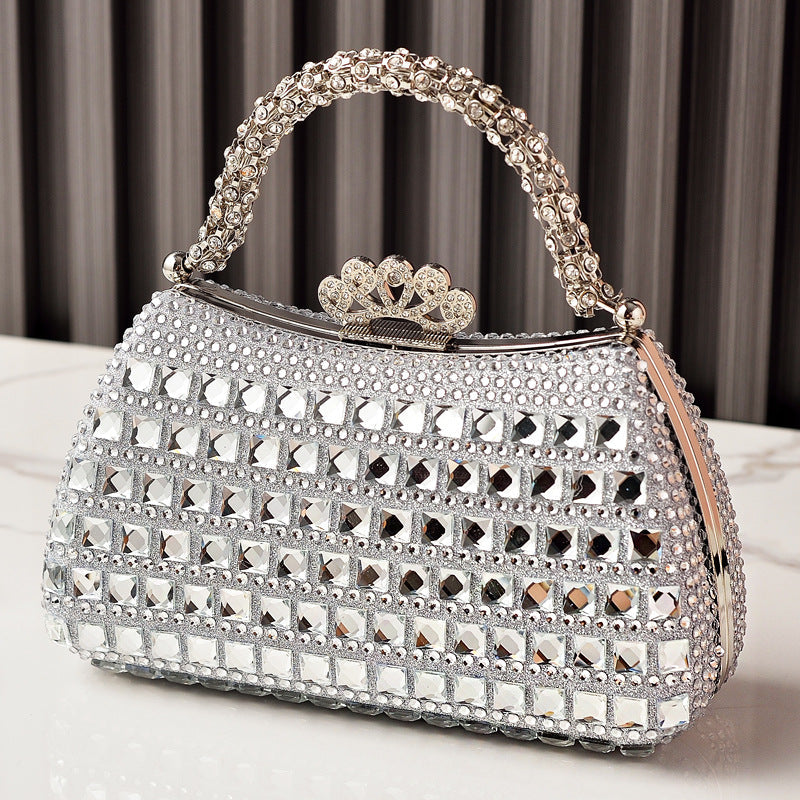 Luxury Rhinestone Evening Clutch Leather Handbag for Parties
