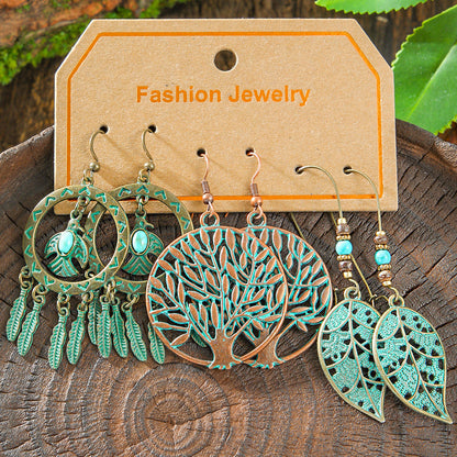 Bohemian Vintage Leaf Earrings Set Stylish Accessories