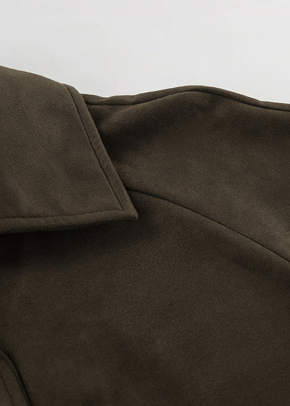 Suede Trench Coat With Tailored Fit And Classic Collar