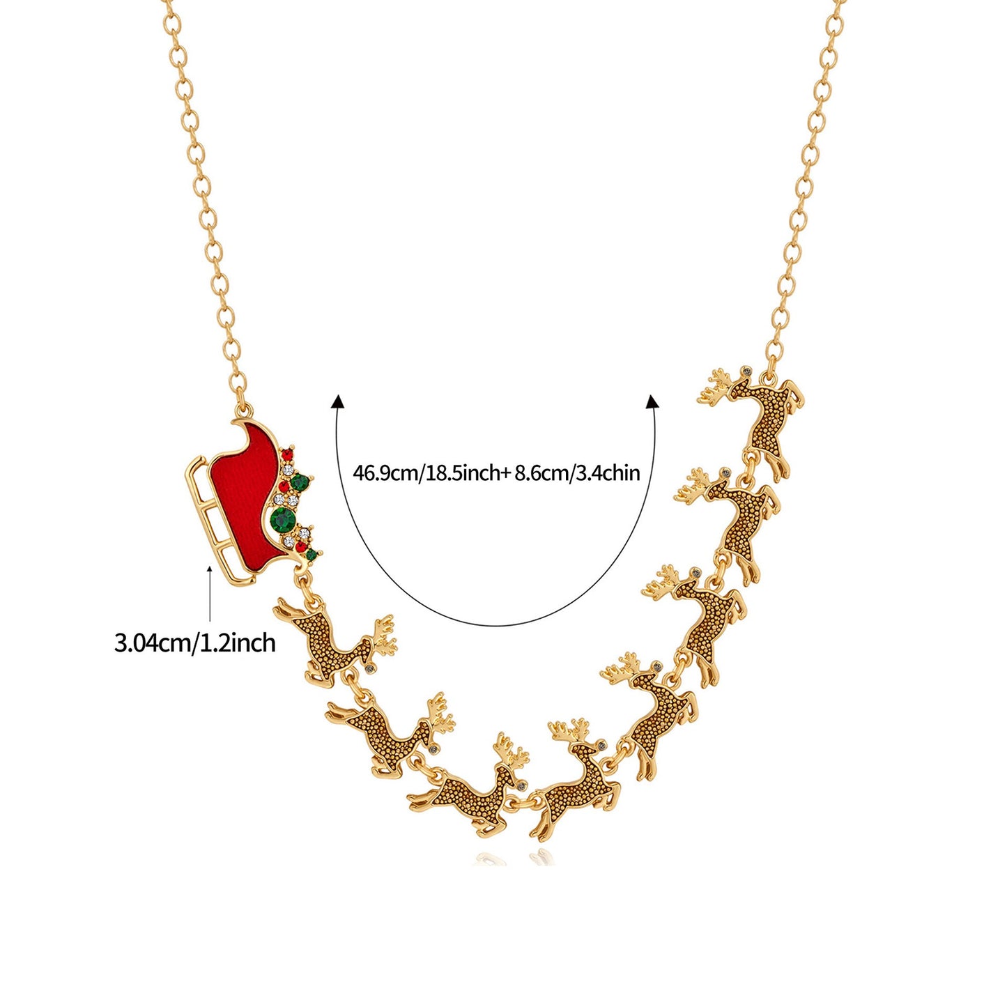Creative Reindeer Sled Pendant Christmas Necklace