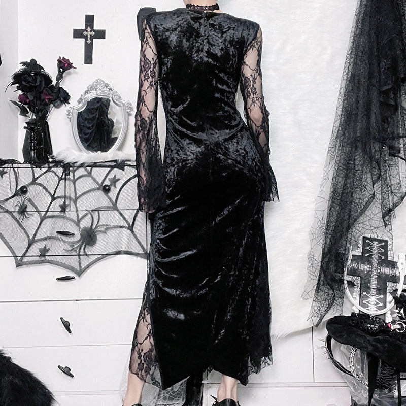 Dark Aesthetic Lace Sleeve Bodycon Dress