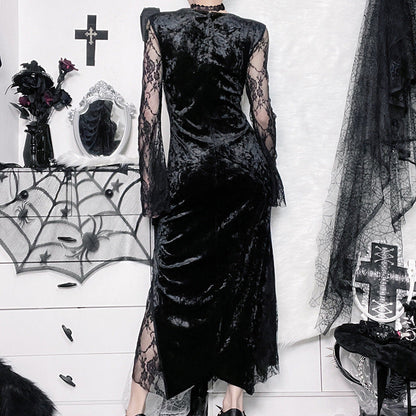 Dark Aesthetic Lace Sleeve Bodycon Dress