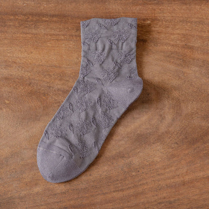 Rufia - Embossed Wide-Cuff Mid-Calf Socks