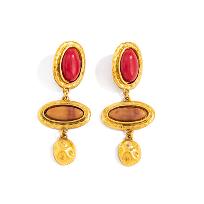 Trendy Geometric Resin Acrylic Gem Earrings With Metal Finish