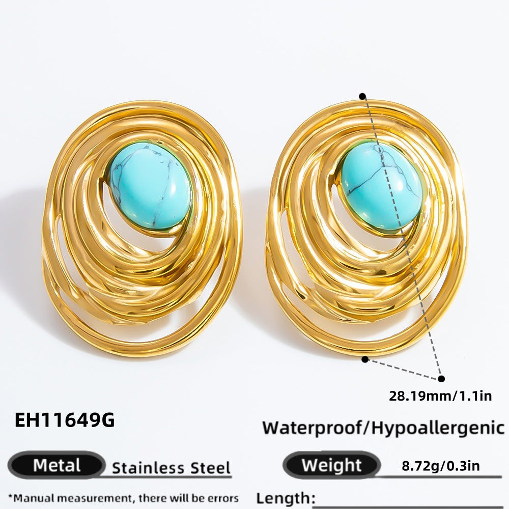 Geometric Drop Earrings Stainless Steel 18K Gold Plated