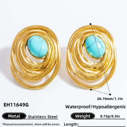 Geometric Drop Earrings Stainless Steel 18K Gold Plated