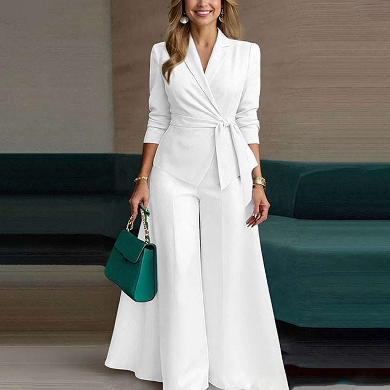 Trendy Casual Long Sleeve Jacket and Pants Set