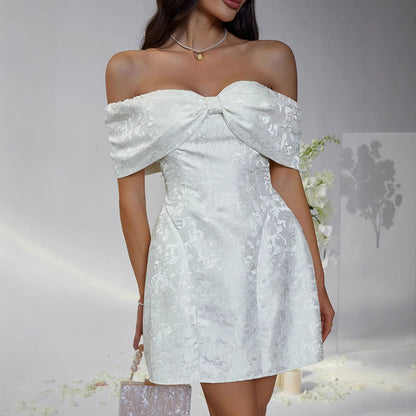 Chic Strapless Bow Tie Dress Elegant Princess Style
