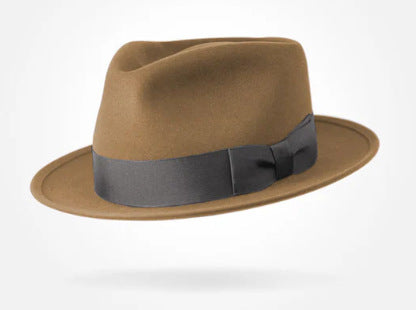 Classic Wool Felt Fedora Hat for Autumn and Winter
