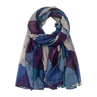 Printed Bali Scarf Women'S Ginkgo Biloba Cotton Linen Hand Feel Silk Scarf Large Shawl