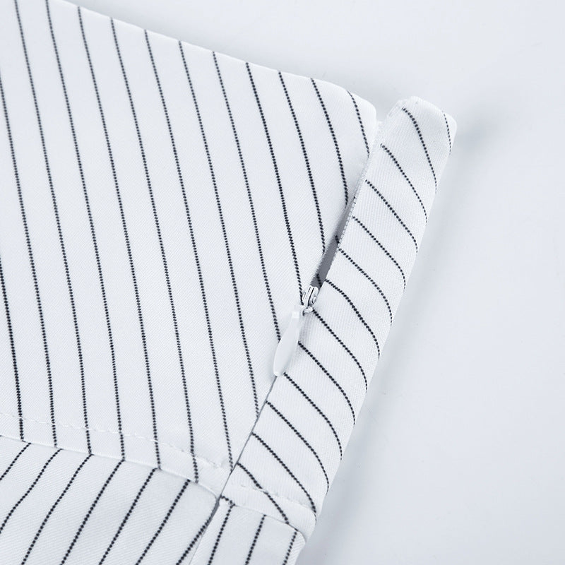 Striped Hip Wrap Slim Mini Skirt
