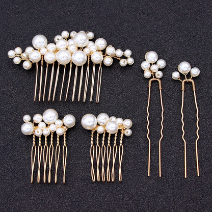 Vintage Baroque Pearl Hair Comb Set for Brides
