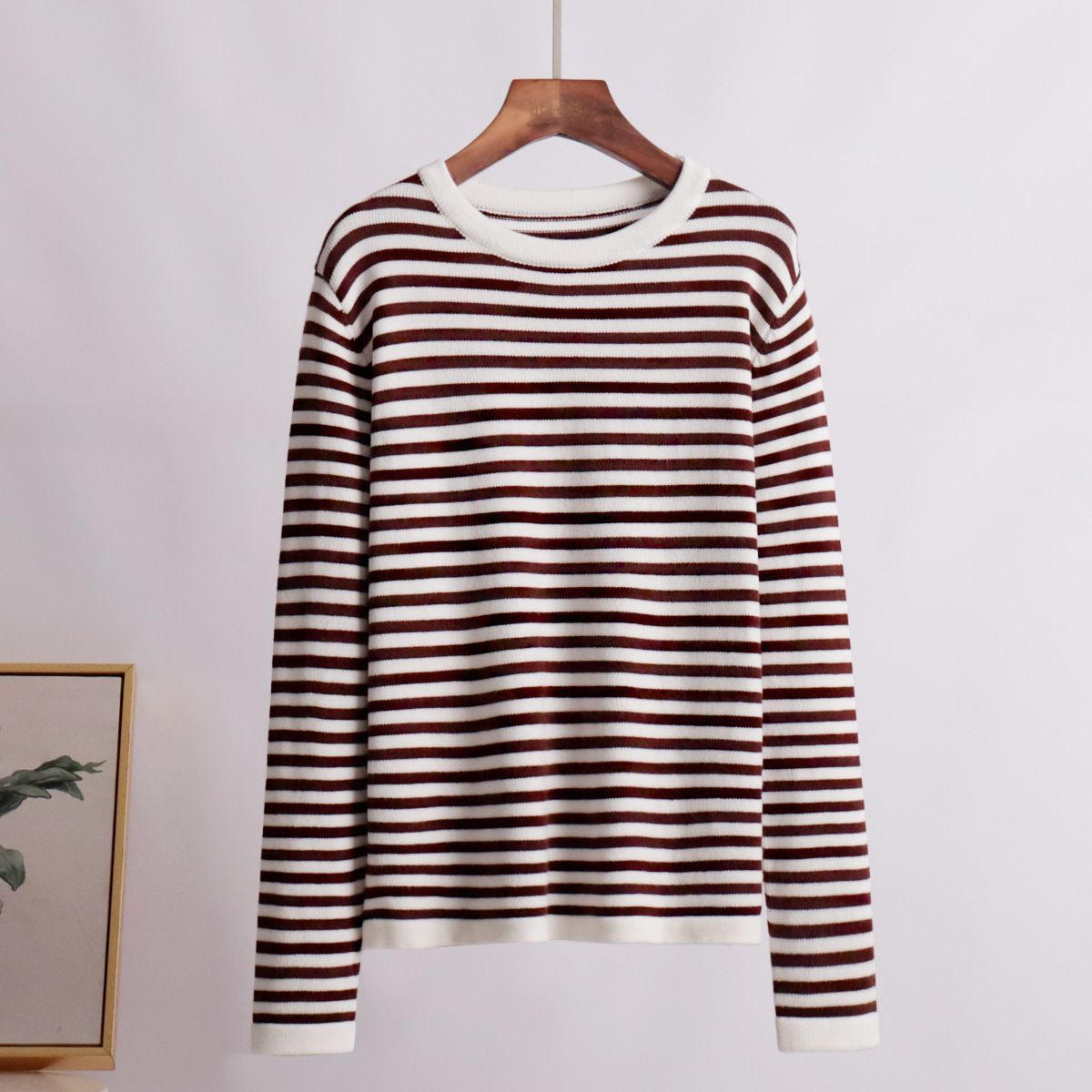 Striped Knitted Sweater Colorblock Design Comfortable Pullover