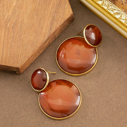 Geometric Resin Earrings With S925 Silver Posts