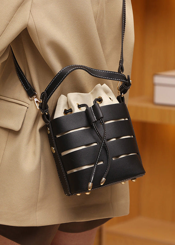 Structured Bucket Bag with Canvas Pouch