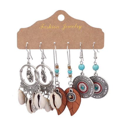 Bohemian Feather Dreamcatcher Earrings Zinc Alloy Vintage Style