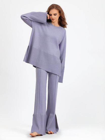2+ Round Neck Side Split Knit Sets