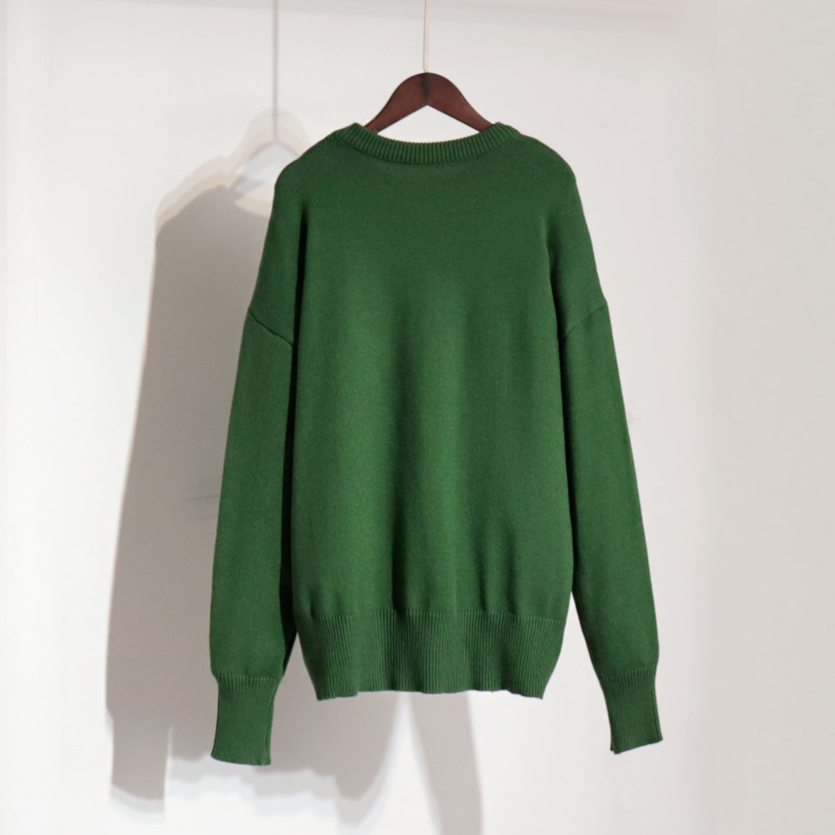 Classic Round Neck Sweater Solid Color Knit Top Casual Elegance