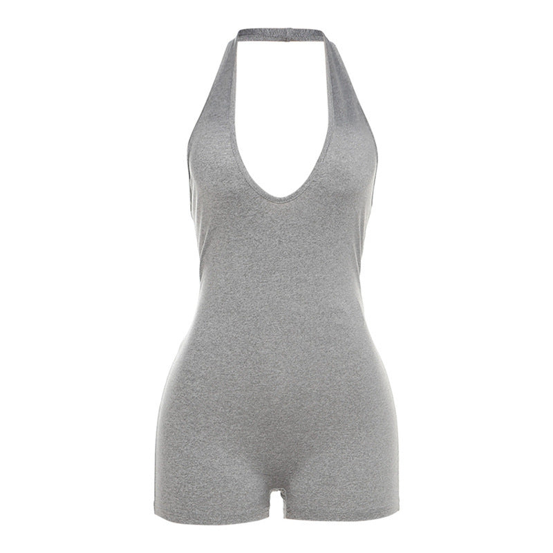 Summer Casual Sexy Halter Neck High-Waisted Bodysuit Shorts