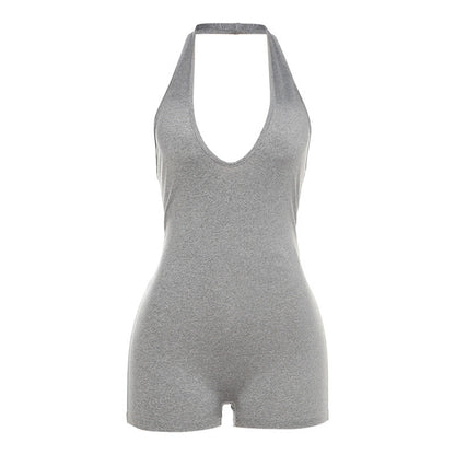 Summer Casual Sexy Halter Neck High-Waisted Bodysuit Shorts