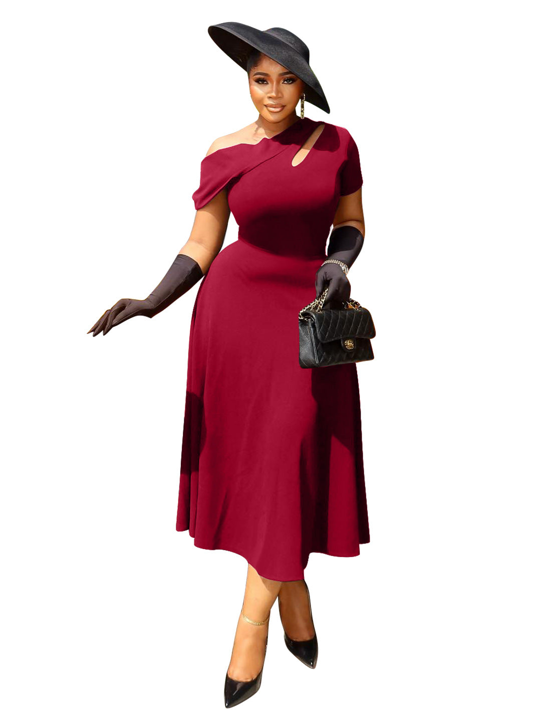 Summer Fashion Women'S Asymmetric Neck Hollow Out Dress
