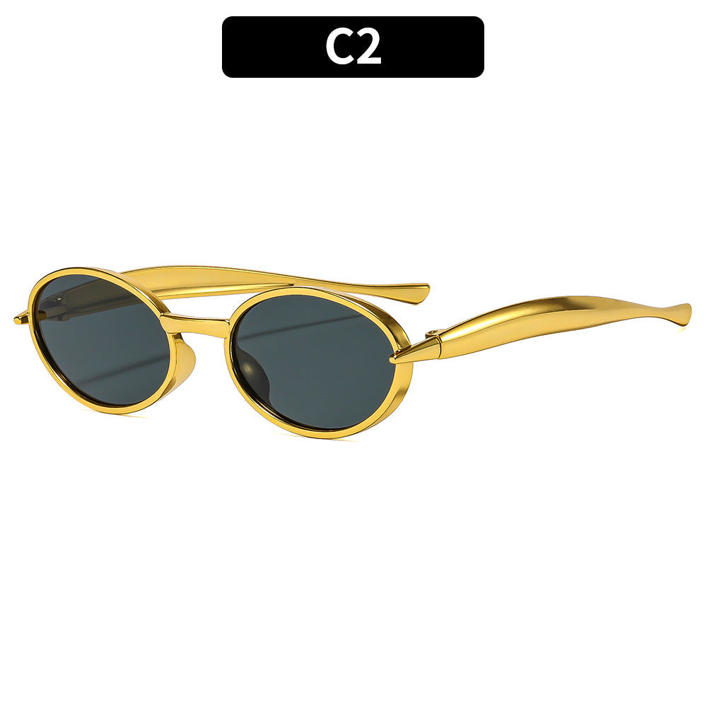 Trendy Oval Frame Sunglasses UV400 Protection for Outdoor Activities