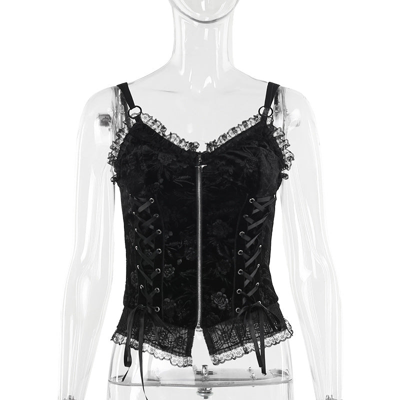 Gothic Summer Rose Cami Top Trendy Casual Blouse