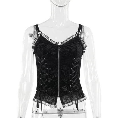 Gothic Summer Rose Cami Top Trendy Casual Blouse