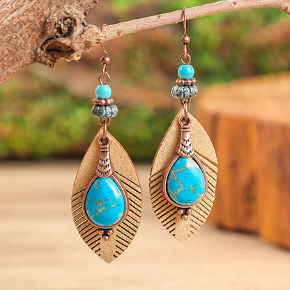 Bohemian Style Leaf Earrings Trendy Zinc Alloy Jewelry